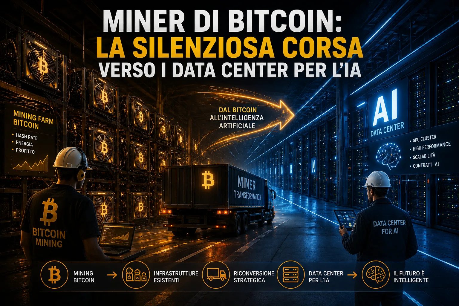 Miner di Bitcoin: la silenziosa corsa verso i data center per l'IA
