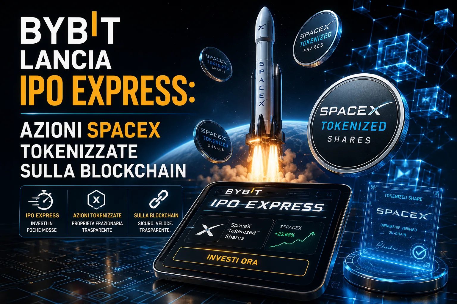 Bybit lancia IPO Express: azioni SpaceX tokenizzate sulla blockchain