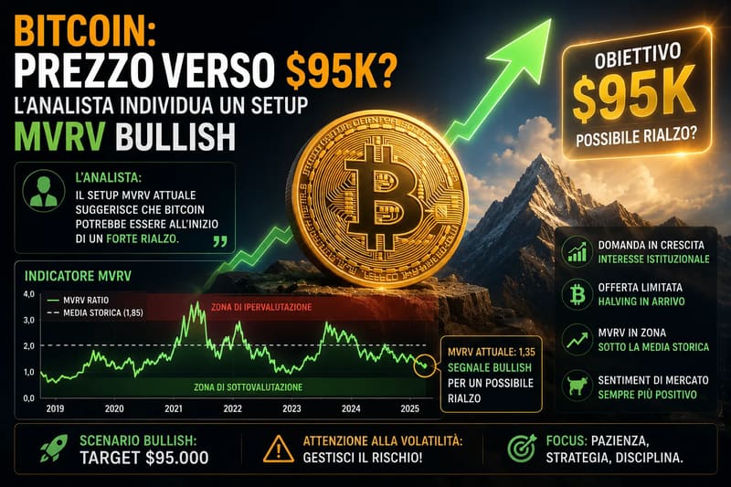 Bitcoin verso 95.000 dollari? L'indicatore MVRV accende i buy