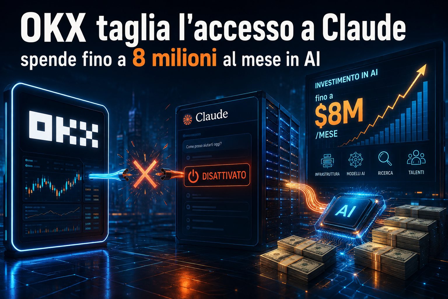 OKX taglia l'accesso a Claude e spende fino a 8 milioni al mese in AI