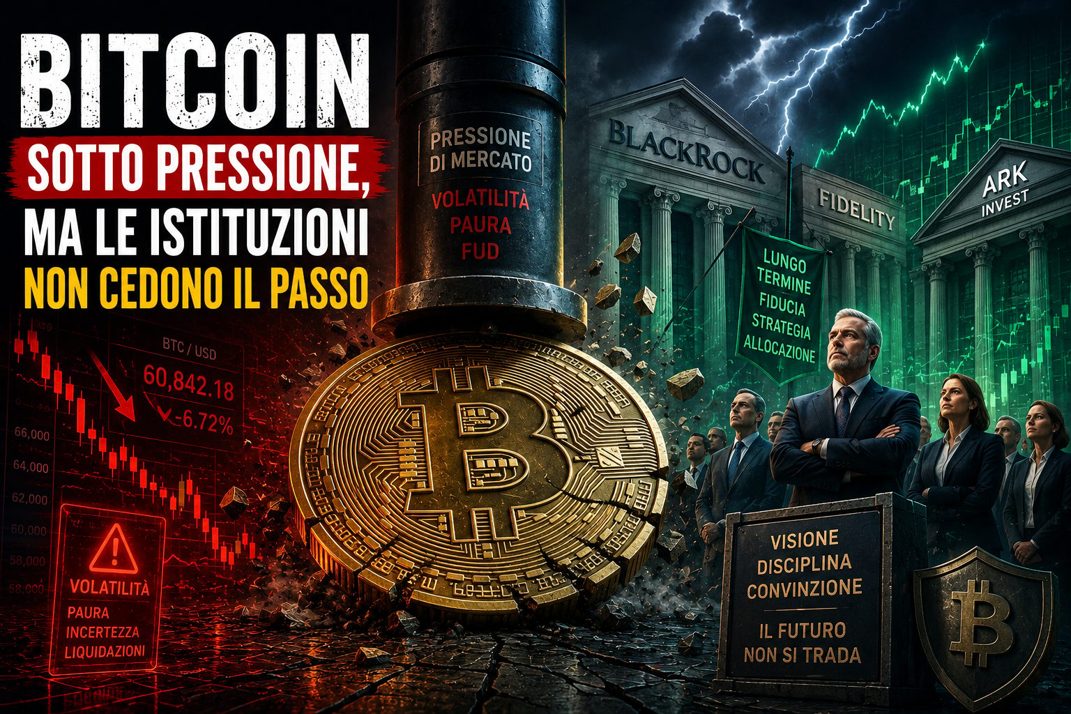 Bitcoin sotto pressione, ma le istituzioni non cedono il passo