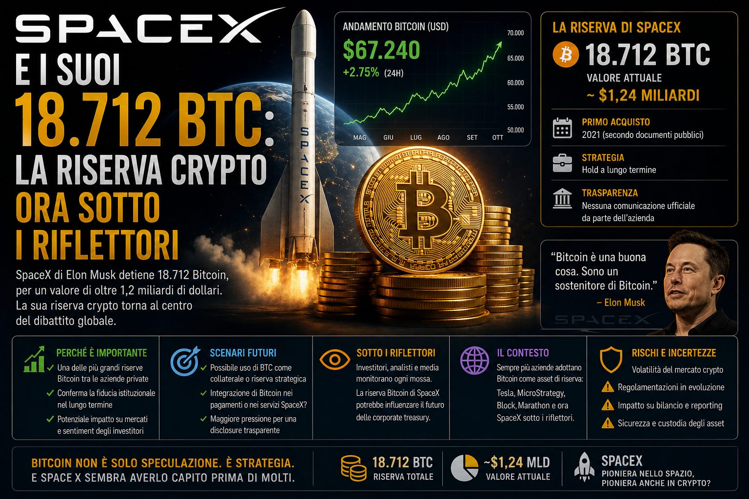 SpaceX e i suoi 18.712 BTC: la riserva crypto ora sotto i riflettori