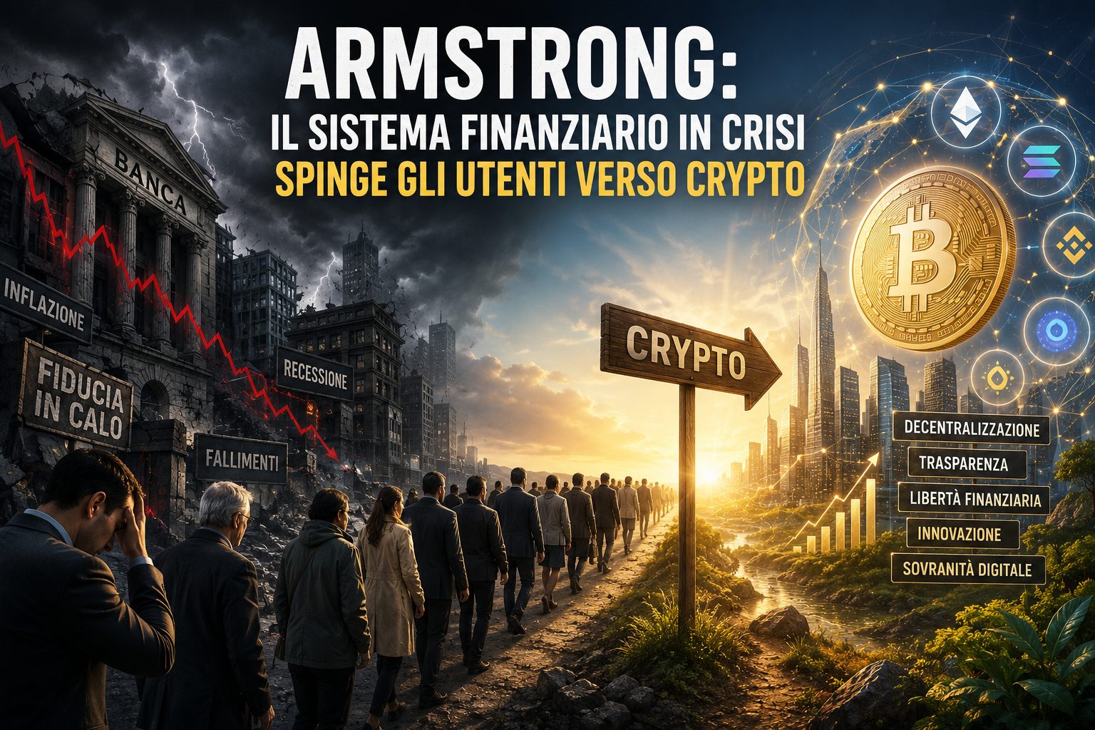 Armstrong: il sistema finanziario in crisi spinge gli utenti verso crypto