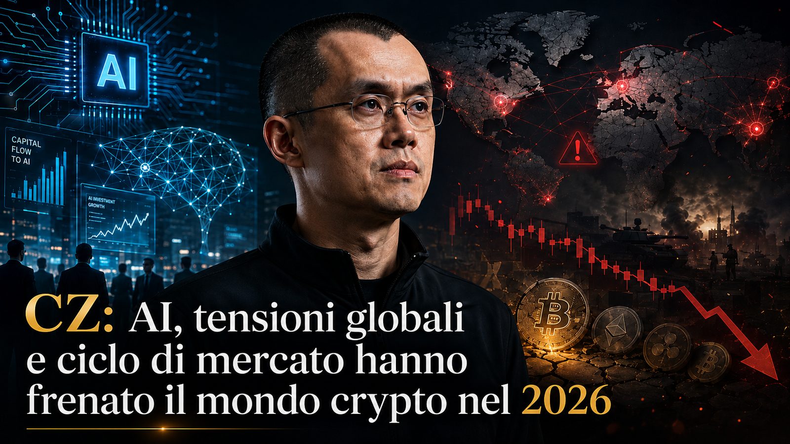 CZ: AI, tensioni globali e ciclo di mercato frenano il crypto 2026