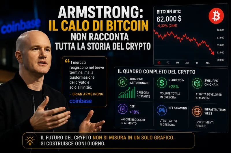 Armstrong: il calo di Bitcoin non racconta tutta la storia del crypto