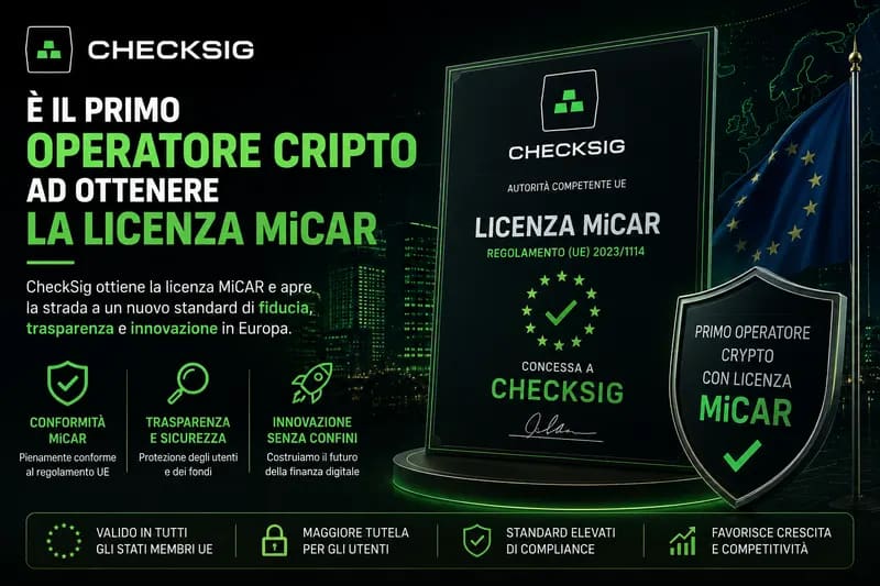CheckSig è il primo operatore cripto ad ottenere la licenza MiCAR