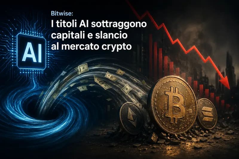 Bitwise: i titoli AI sottraggono capitali e slancio al mercato crypto