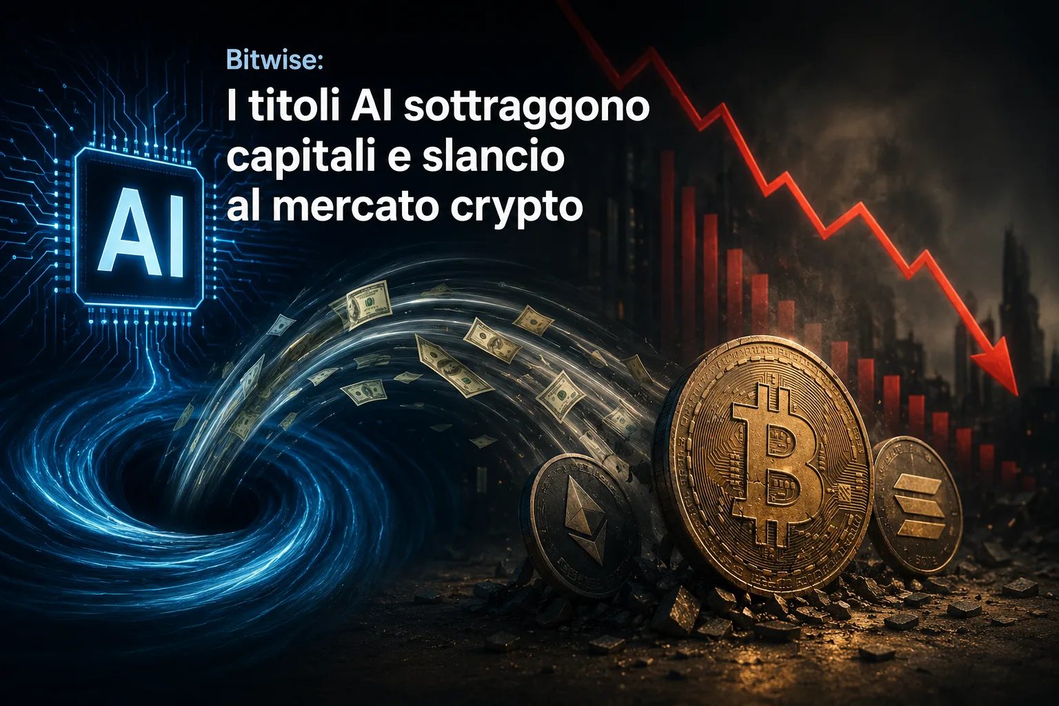 Bitwise: i titoli AI sottraggono capitali e slancio al mercato crypto
